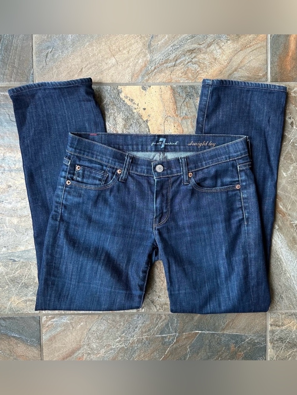 7 For All Mankind Straight Leg Jeans Low Rise Women's Size 27 USA